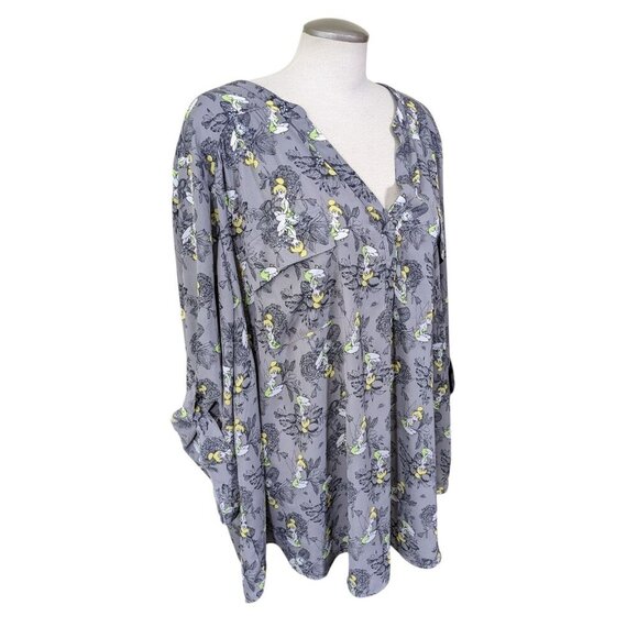 Torrid Womens Plus 5X Harper Disney Peter Pan Tinkerbell Grey Pullover Blouse - Picture 6 of 11